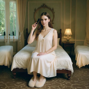 Vanity Fair Vintage Embroidered Cotton Nightgown Large NWT